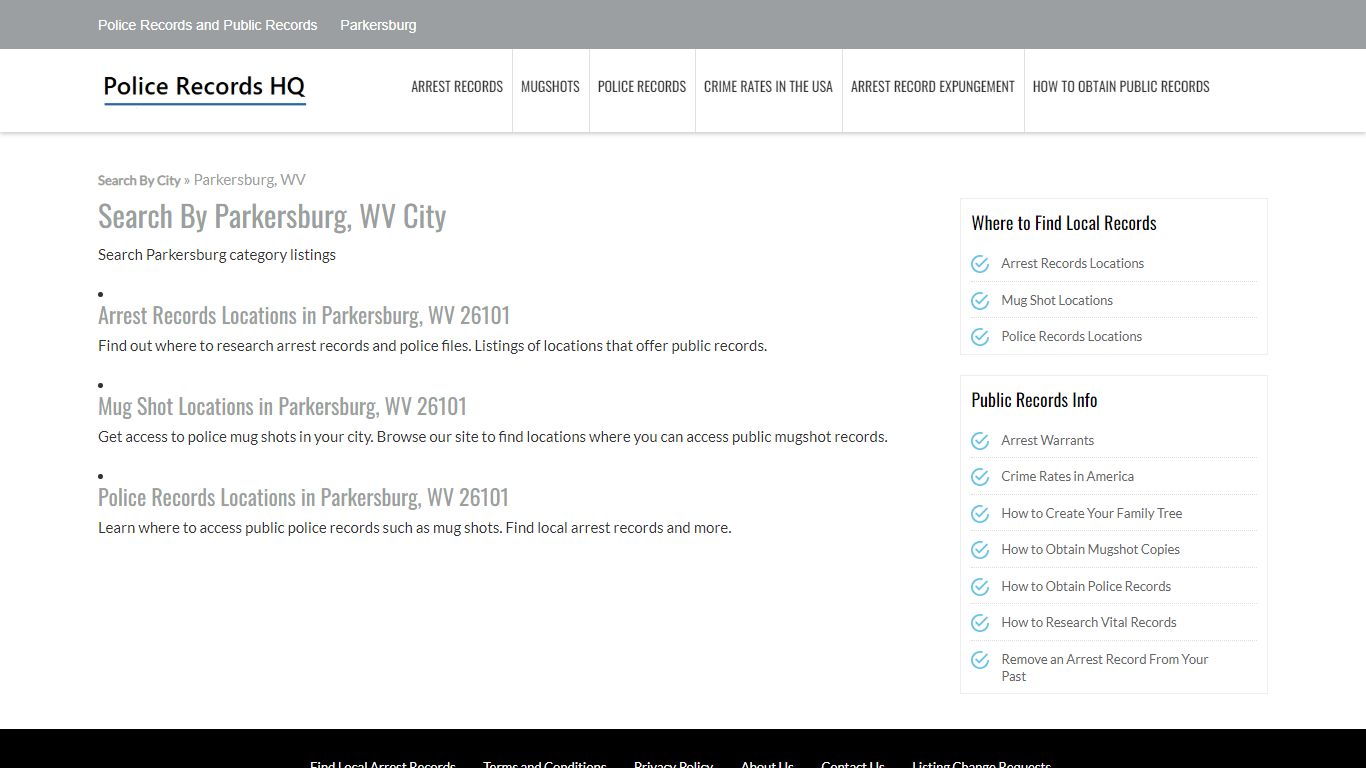 Police Records in Parkersburg, WV